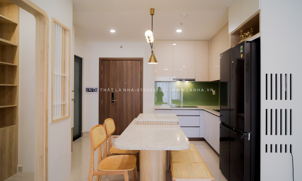 Tủ bếp Căn hộ chung cư Riverside Q7 kết hợp phong cách hiện đại và Wabi sabi