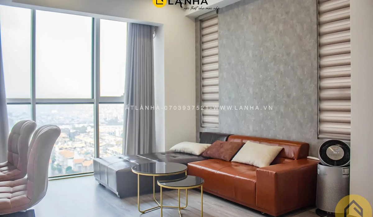 Thi Cong Noi That Chung Cu 35 Phòng khách chung cư ánh sáng tự nhiên, sofa góc 4 chỗ