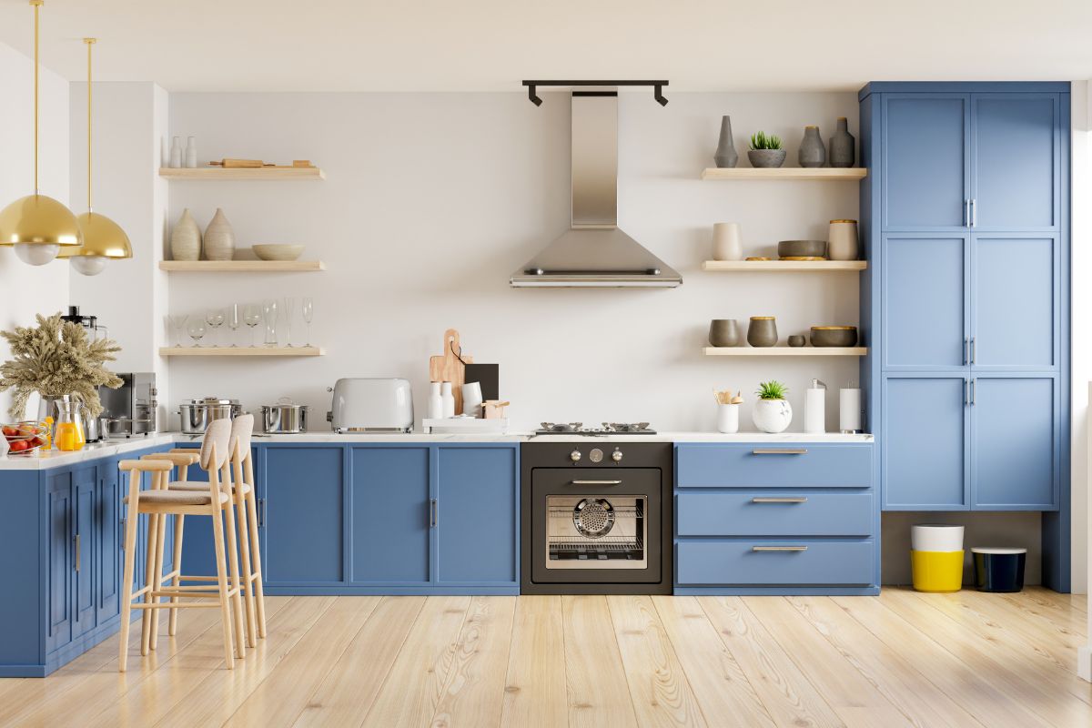 Thiết kế phòng bếp kếp hợp tủ bếp chữ L