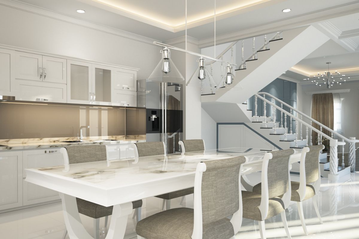 Thiết kế nội thất phòng bếp tân cổ điển đẹp