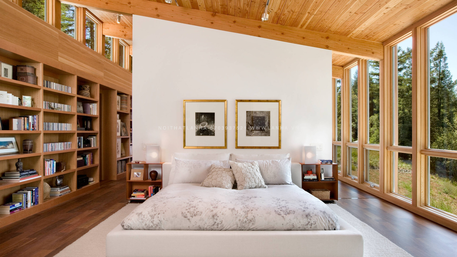 Thiết kế nội thất phòng ngủ bằng vật liệu gỗ