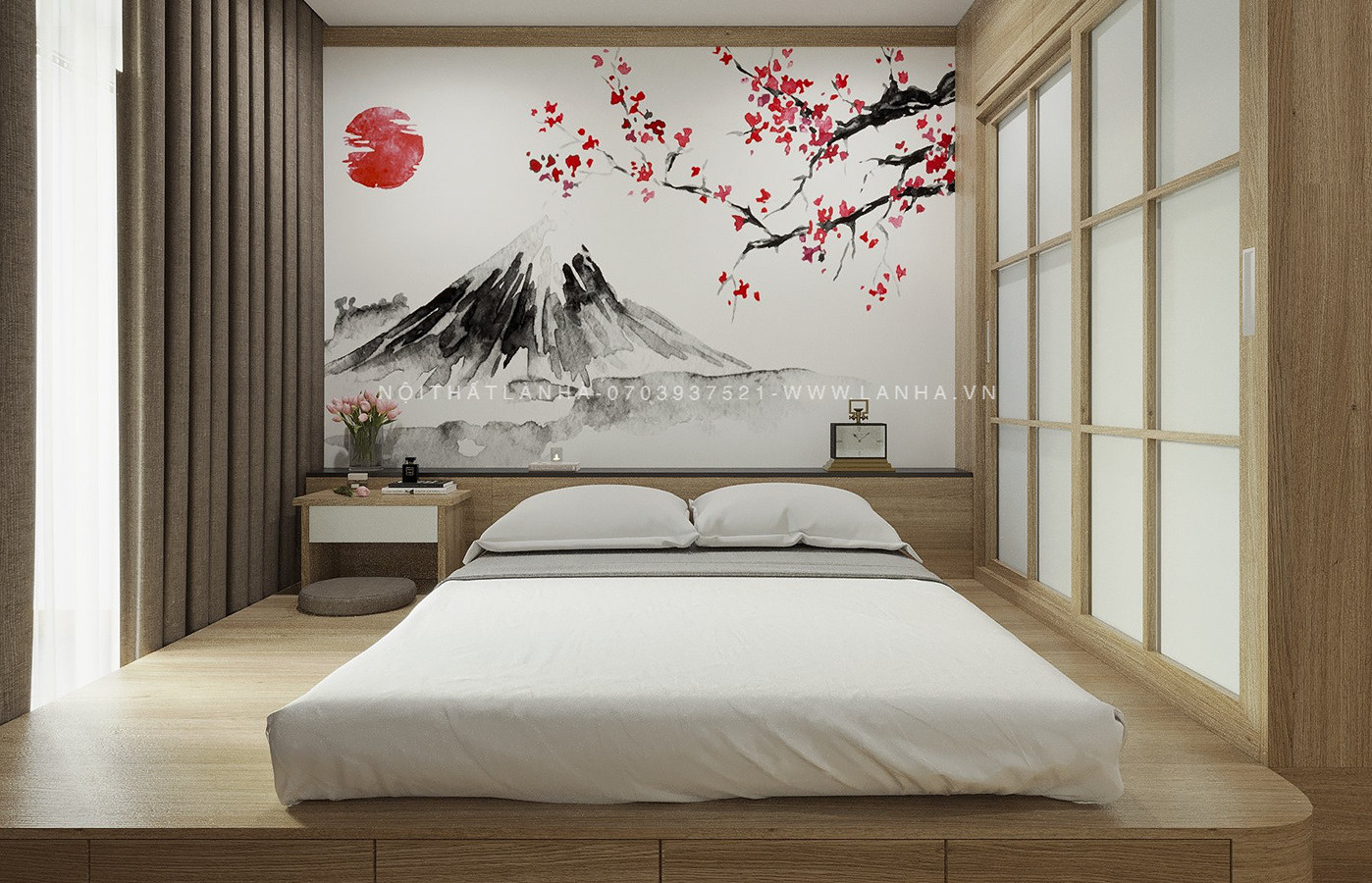 Phong cách thiết kế phòng ngủ chung cư phong cách Japandi