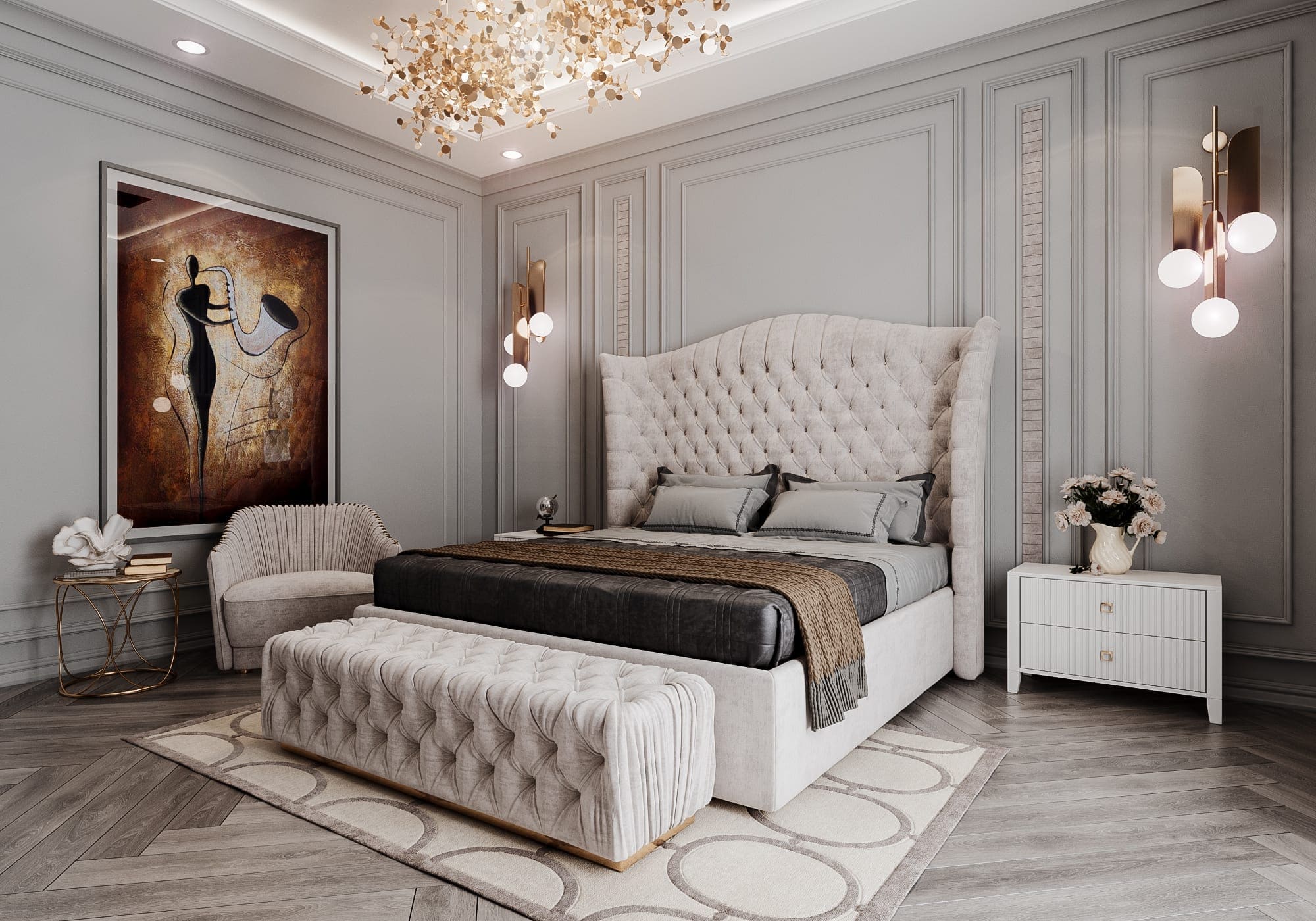 Phòng ngủ mang phong cách tân cổ điển Pháp