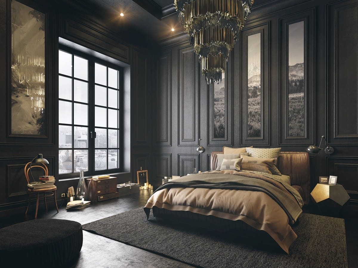 Phòng ngủ tone màu trầm dành cho những người yêu thích sự cổ điển