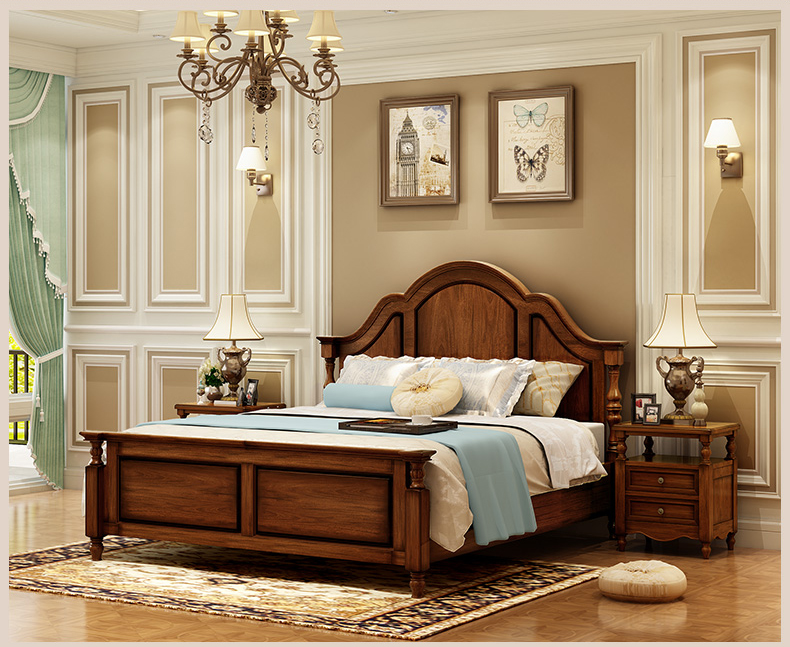 Giường ngủ bằng gỗ là tâm điểm của phòng ngủ