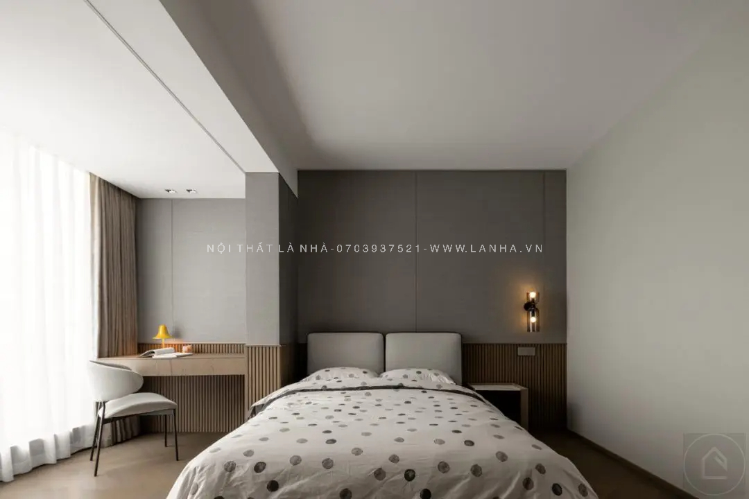 Phòng ngủ thiết kế nội thất tối giản, đáp ứng đủ công năng và không kém phần hiện đại 