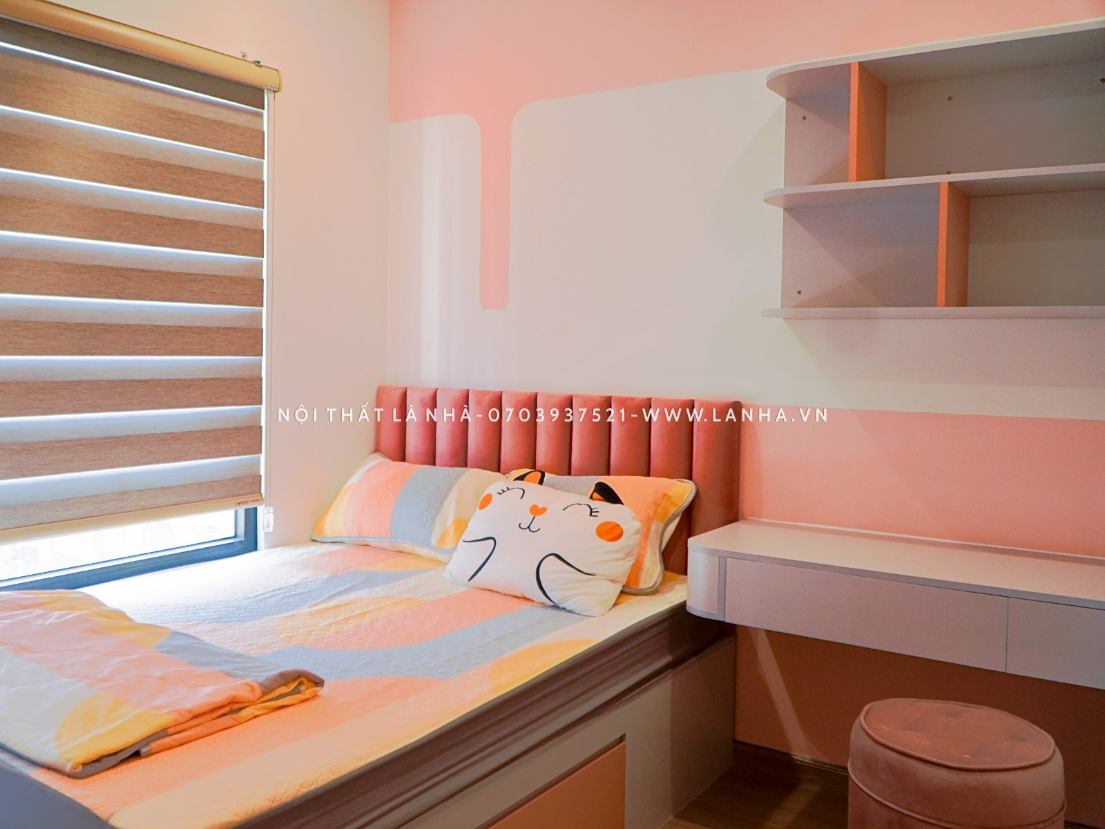 Phòng ngủ cho bé màu hồng dễ thương