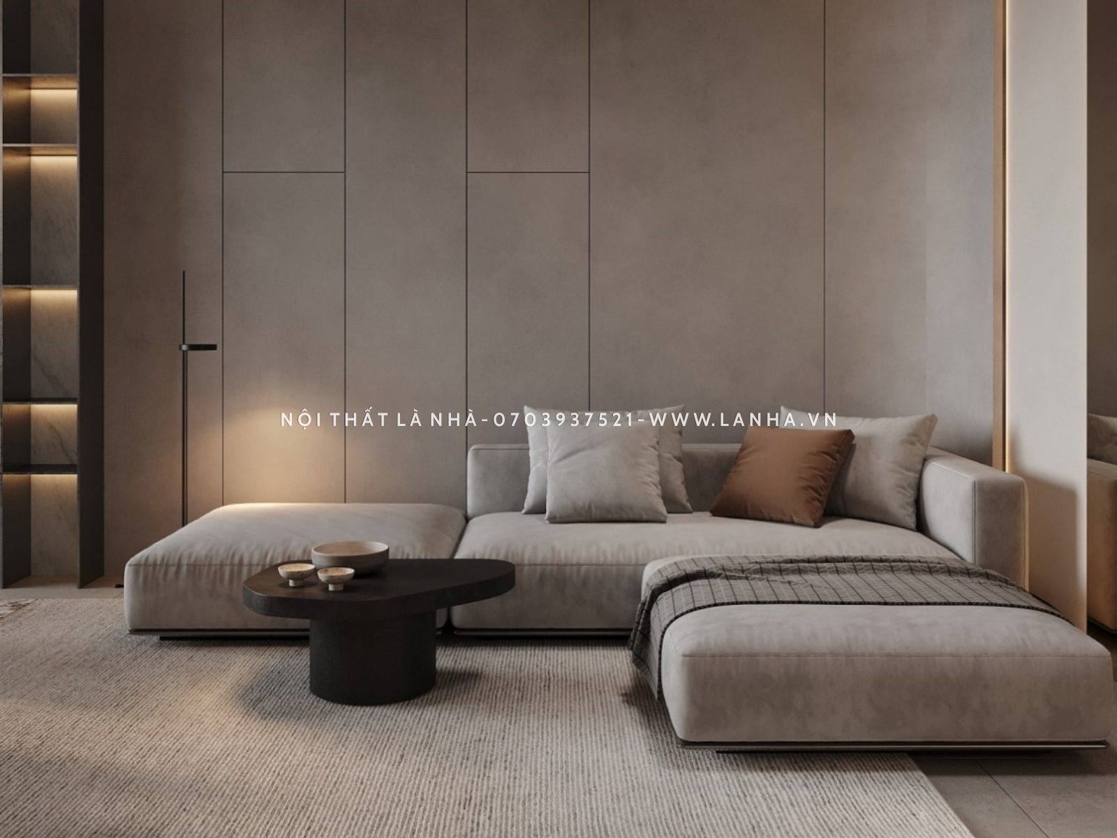 Bạn có thể dùng ghế sofa, thảm trải sàn để tạo điểm nhấn cho căn hộ