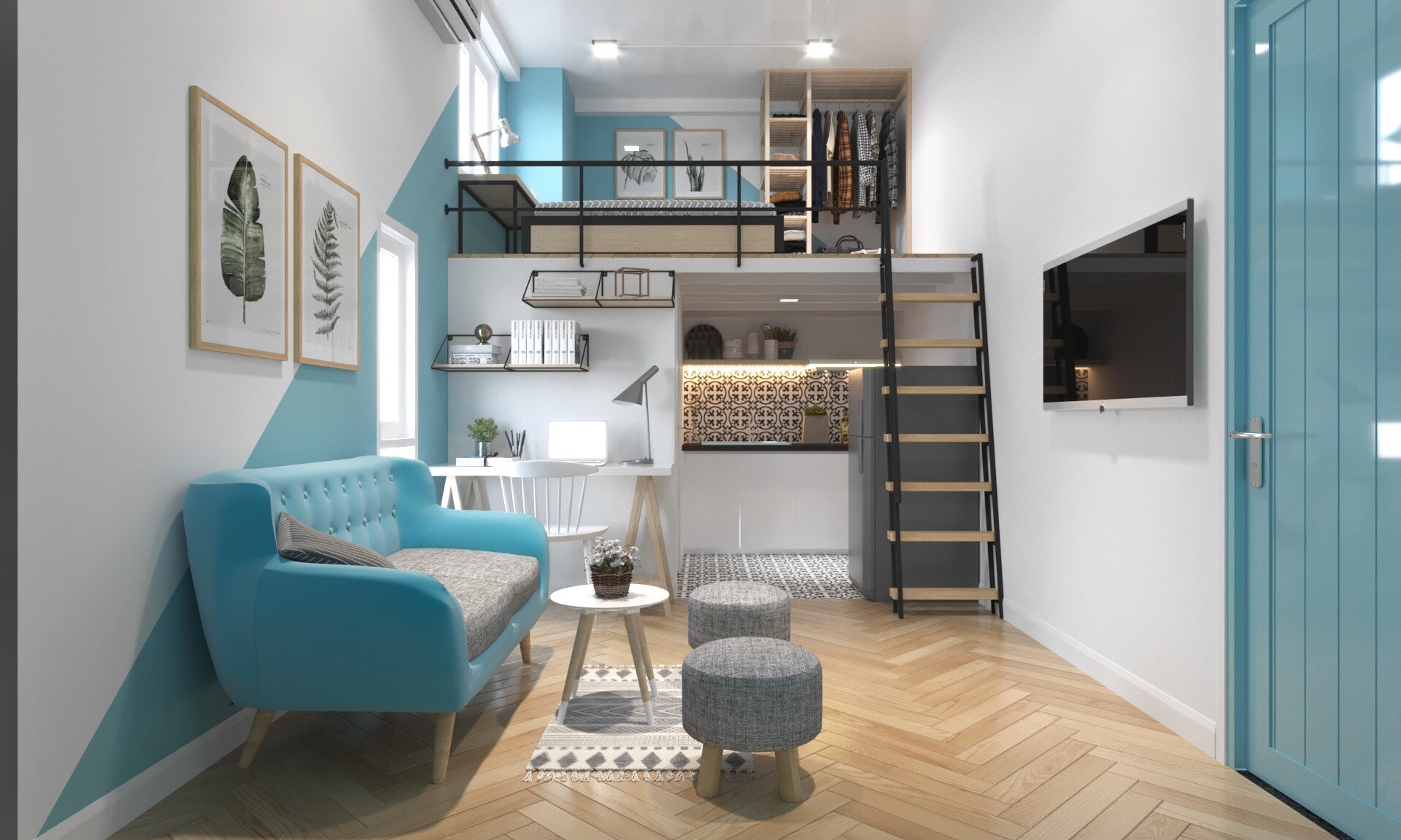 Thiết kế nội thất căn hộ chung cư mini đòi hỏi vừa phải đầy đủ tiện nghi vừa đảm bảo có không gian trống để sinh hoạt 