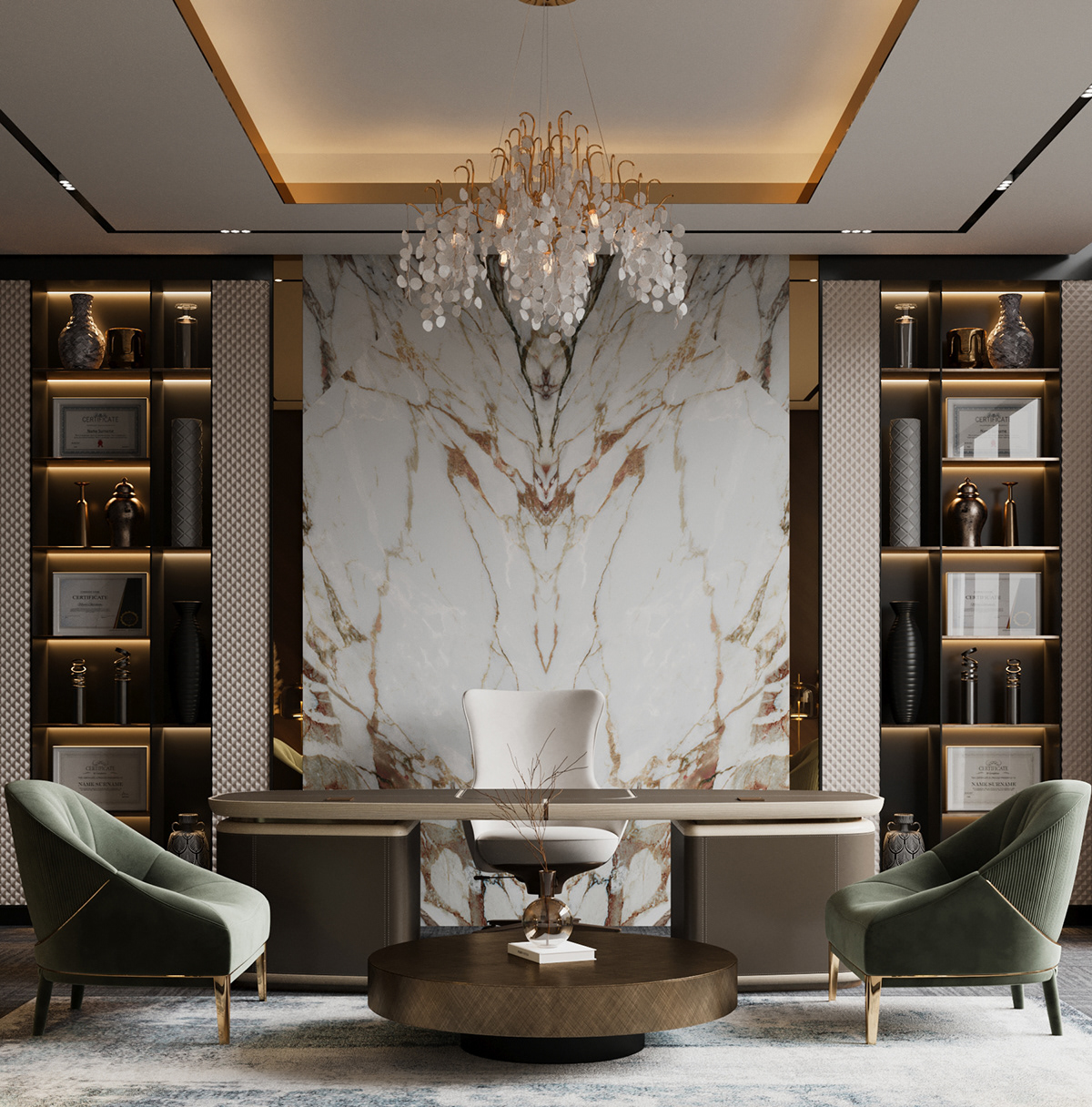 Phong cách thiết kế Luxury sang trọng, quyền lực với biến tấu nổi bật về đồ nội thất trong phòng làm việc