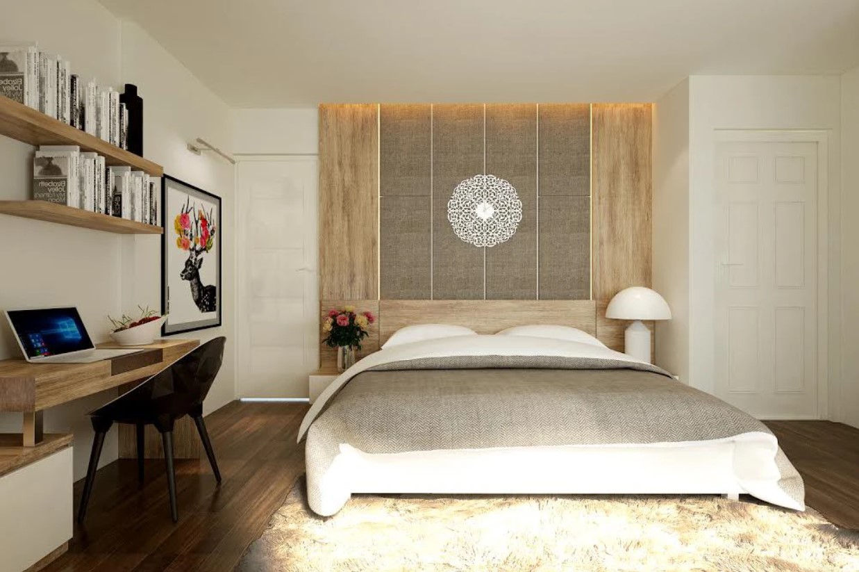 Thảm, rèm cửa và đồ trang trí như gối tựa, chăn, và hoa tươi cũng có thể làm cho phòng ngủ trở nên ấm áp và tạo cảm giác dễ chịu