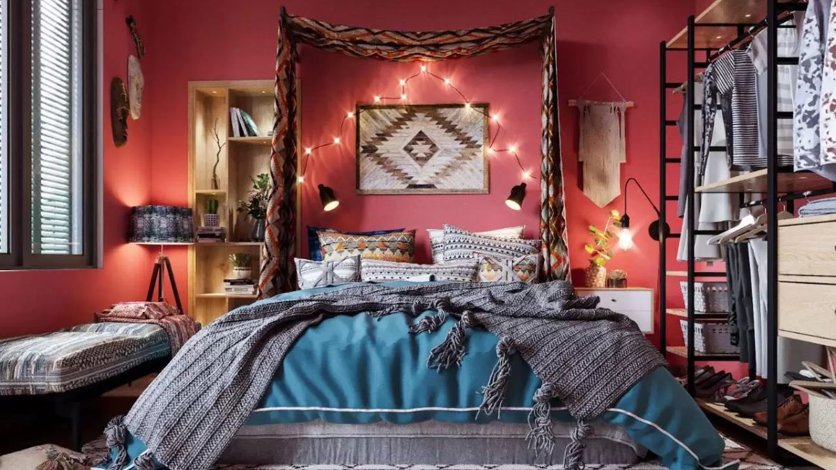 Decor phòng ngủ vintage thổ cẩm ấn tượng
