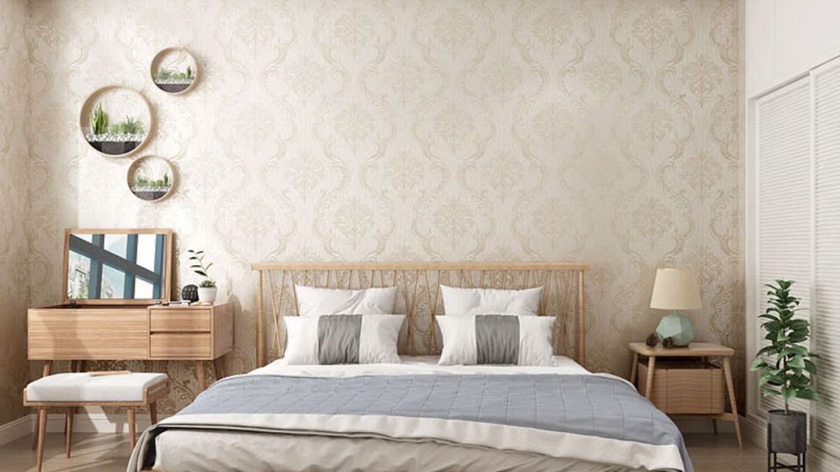Trang trí phòng ngủ vintage với giấy dán tường