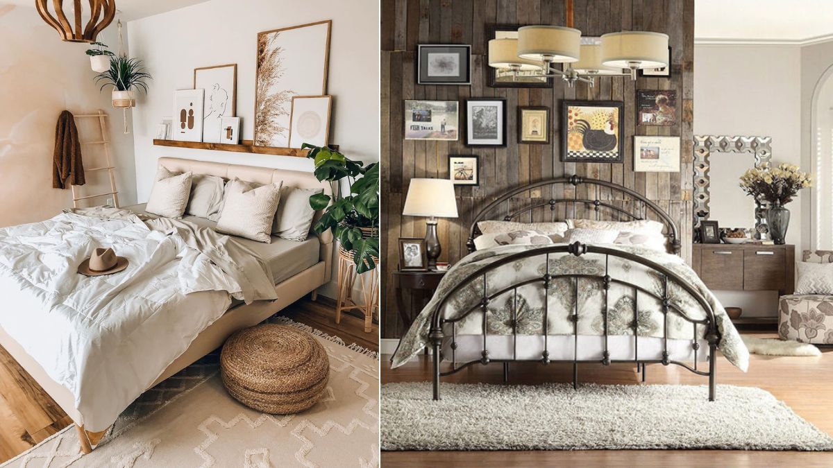 Decor phòng ngủ vintage bằng tranh treo tường đa hoạ tiết