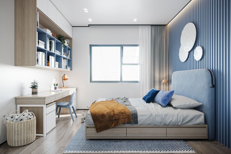 Phòng ngủ hiện đại, đơn giản cho bé trai 10 tuổi
