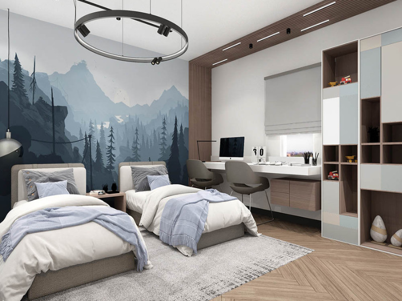 Thiết kế phòng ngủ tối ưu không gian cho 2 bé trai 10 tuổi