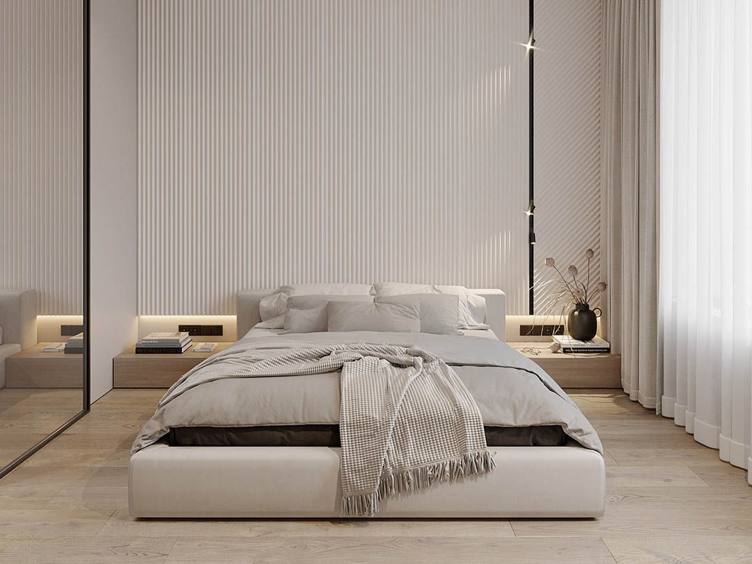 Phòng ngủ chung cư thiết kế theo phong cách tối giản 