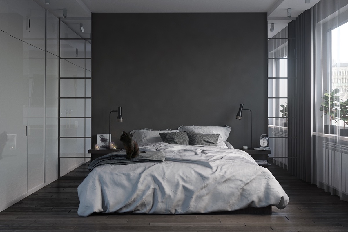 Thiết kế phòng ngủ cho nữ màu đen theo phong cách hiện đại