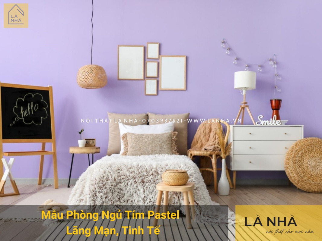 Phong Ngu Mau Pastel Thumb Phòng Ngủ Màu Tím Pastel Lãng Mạn, Tinh Tế