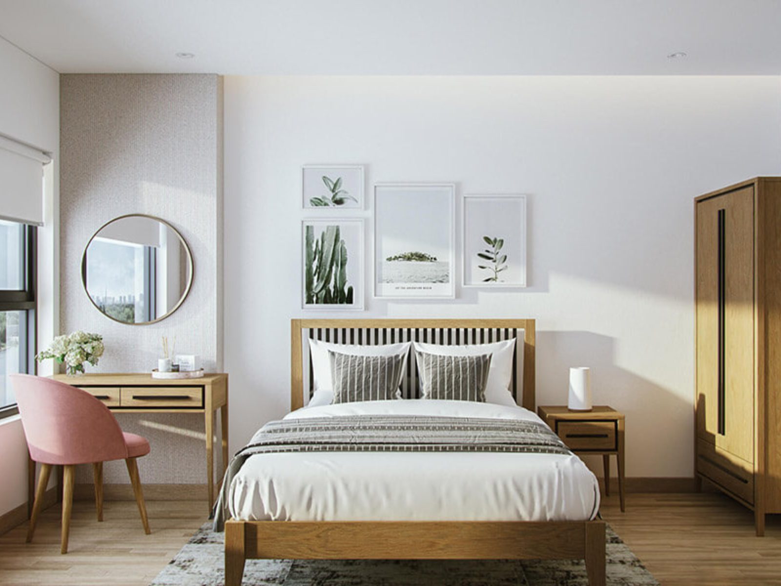 Phòng ngủ tường trắng đặc trưng của phong cách Scandinavian