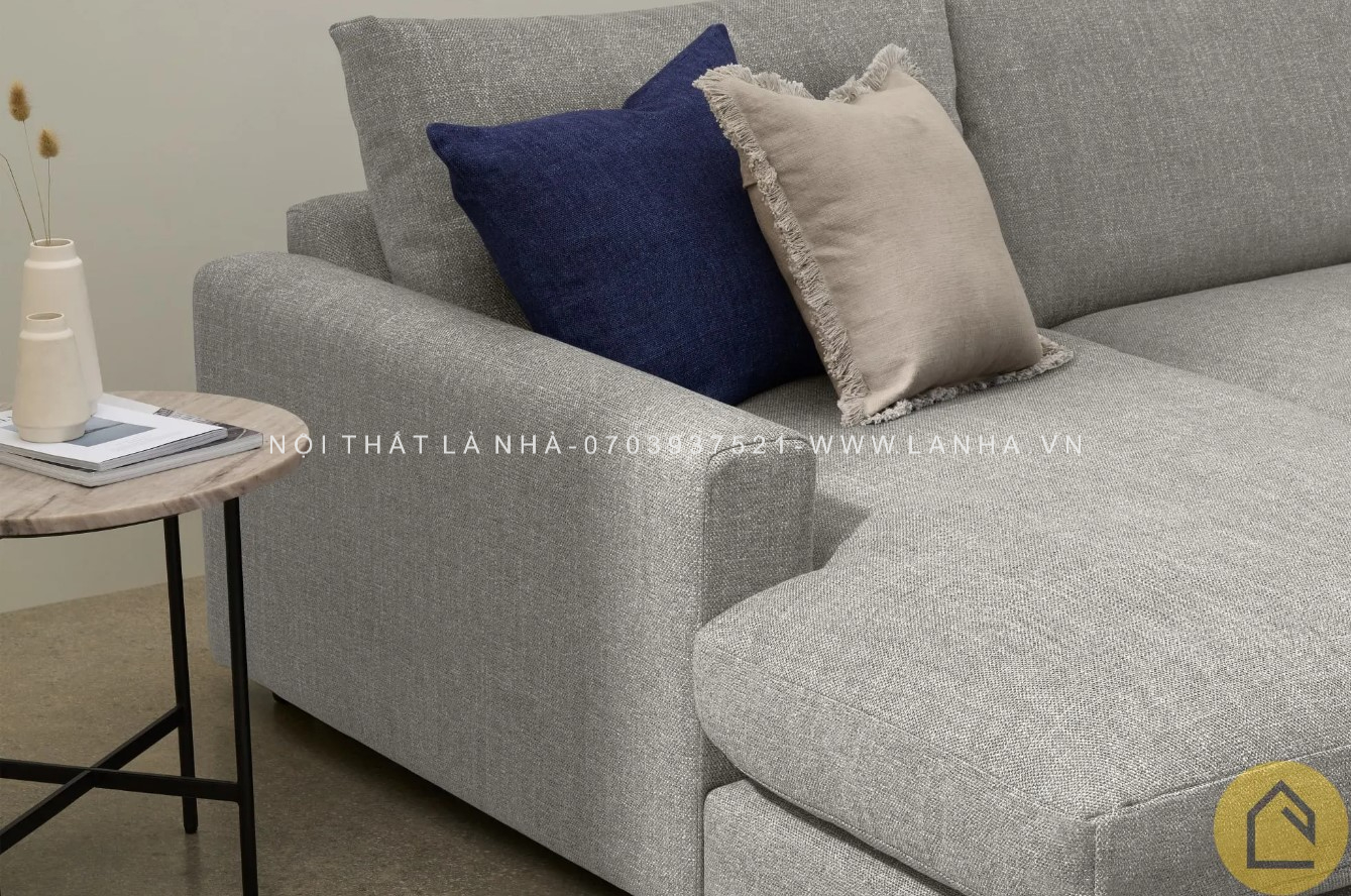 Sofa góc Arni màu xám nhạt tối giản, trang nhã