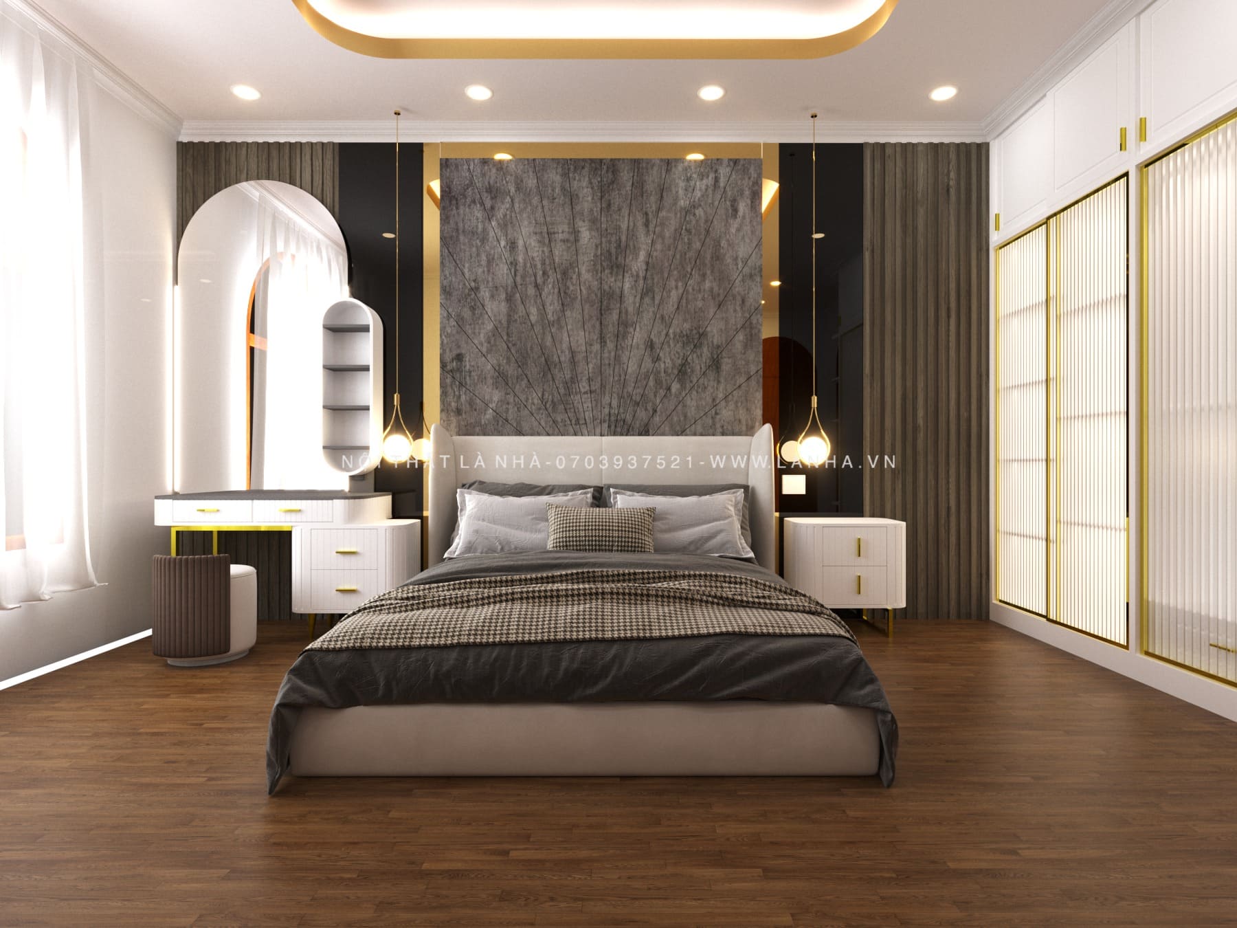 Mẫu thiết kế nội thất tân cổ điển cho phòng ngủ của biệt thự Quận 7