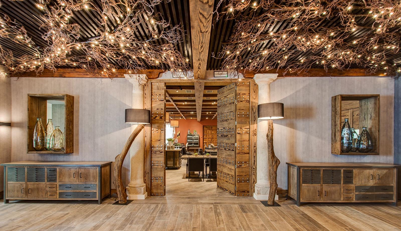 Phong cách Rustic áp dụng vào thiết kế sảnh chờ