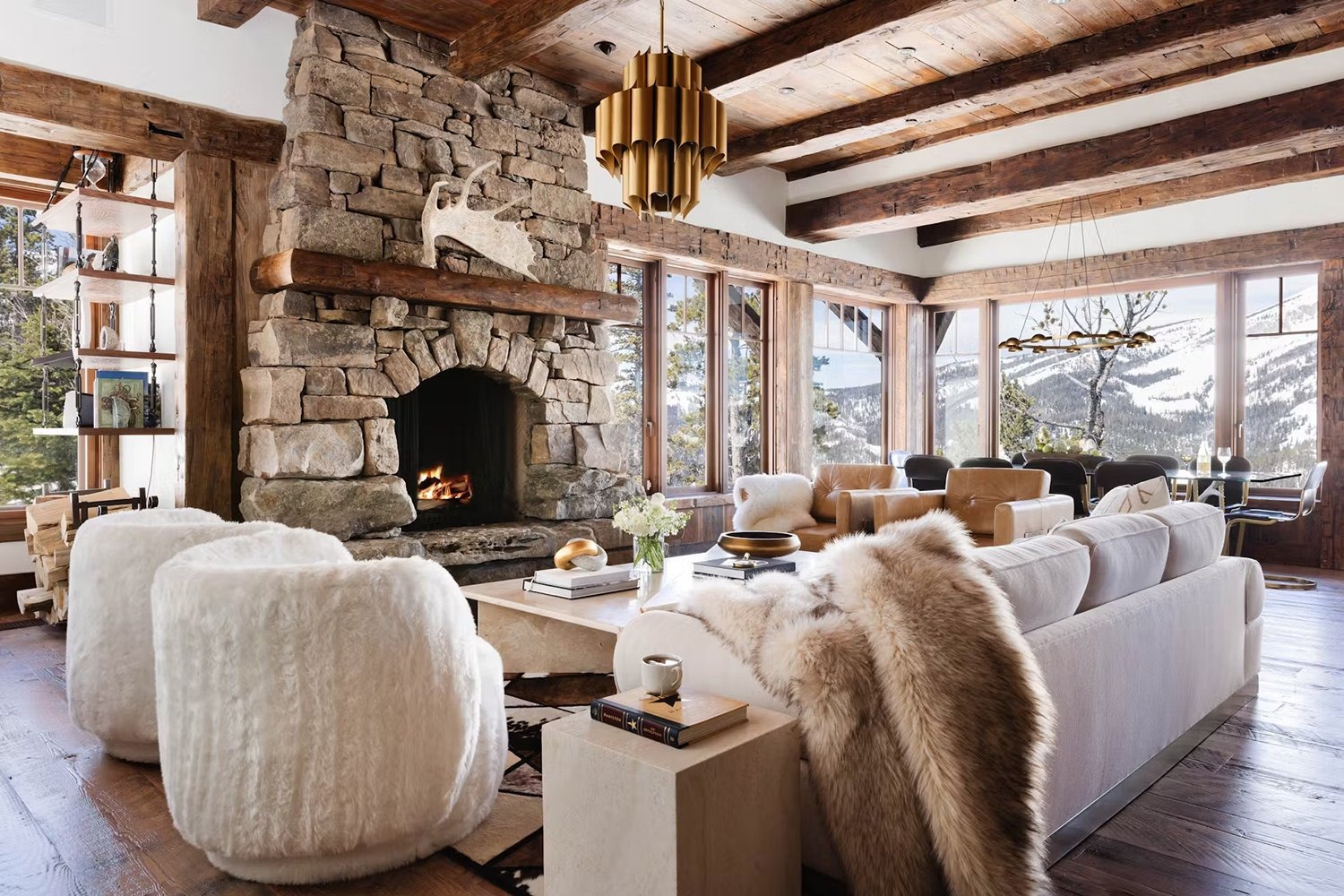 Khung cảnh nên thơ của phòng khách khi áp dụng phong cách Rustic