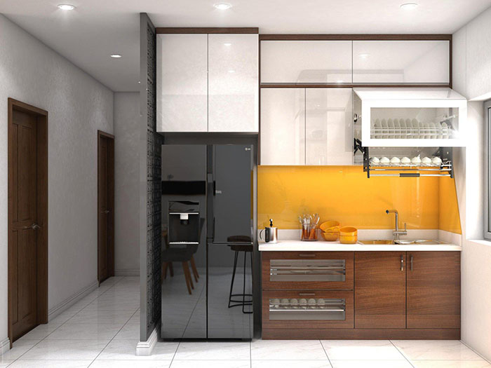 Tủ bếp MDF phủ Arcylic hiện đại