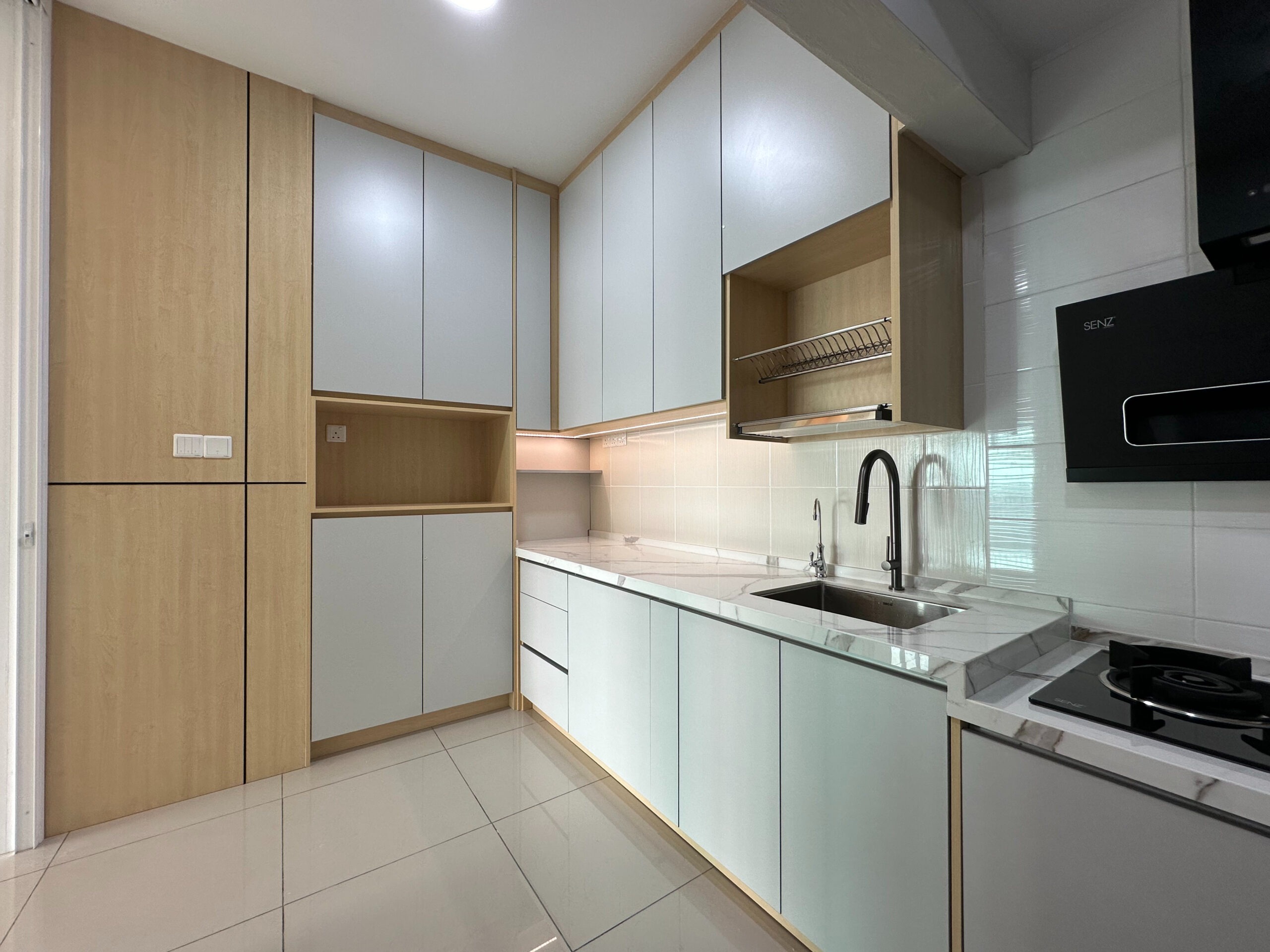 Mẫu tủ bếp MDF dành cho gian bếp có diện tích hạn chế