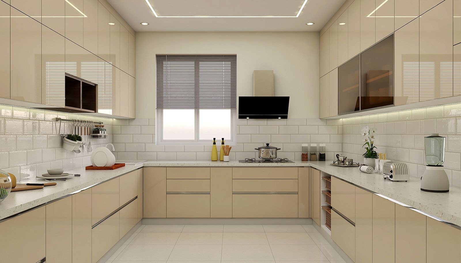 Mẫu tủ bếp trên và dưới sáng bóng