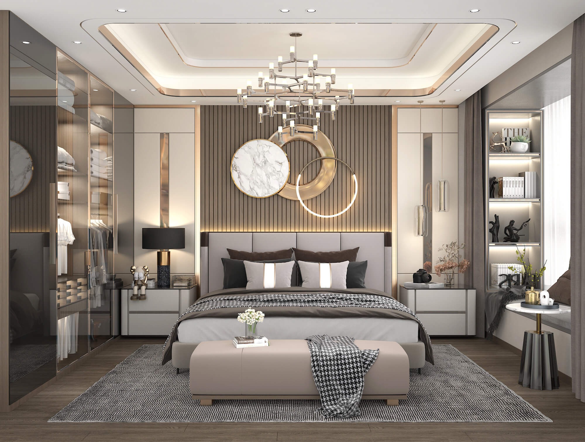 Đồ dùng được bố trí đối xứng giúp không gian căn phòng cân đối hơn (Nguồn: Sưu tầm)