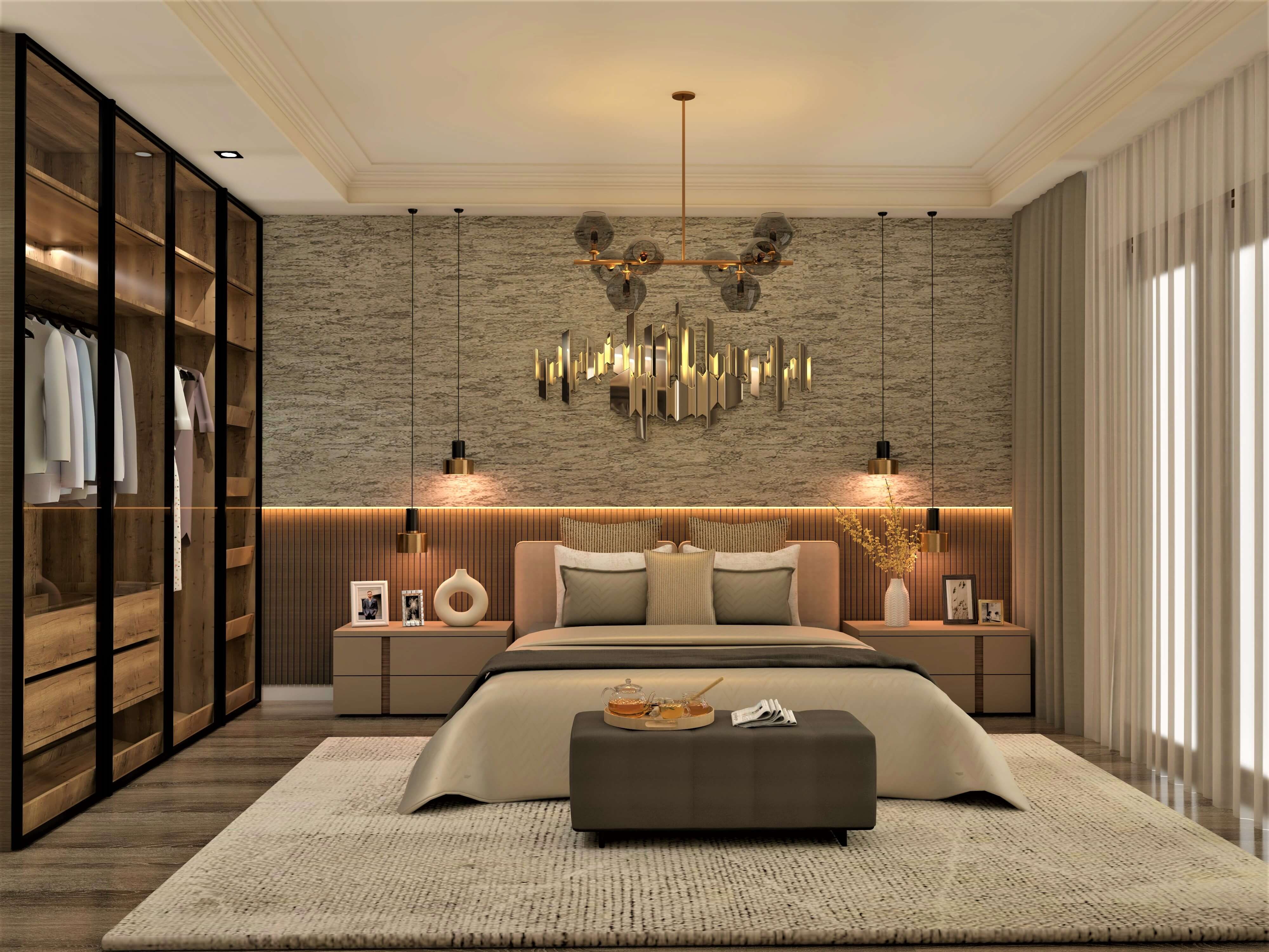 Bố trí nội thất hợp lý để giúp không gian phòng ngủ gọn gàng và rộng rãi hơn (Nguồn: Sưu tầm)