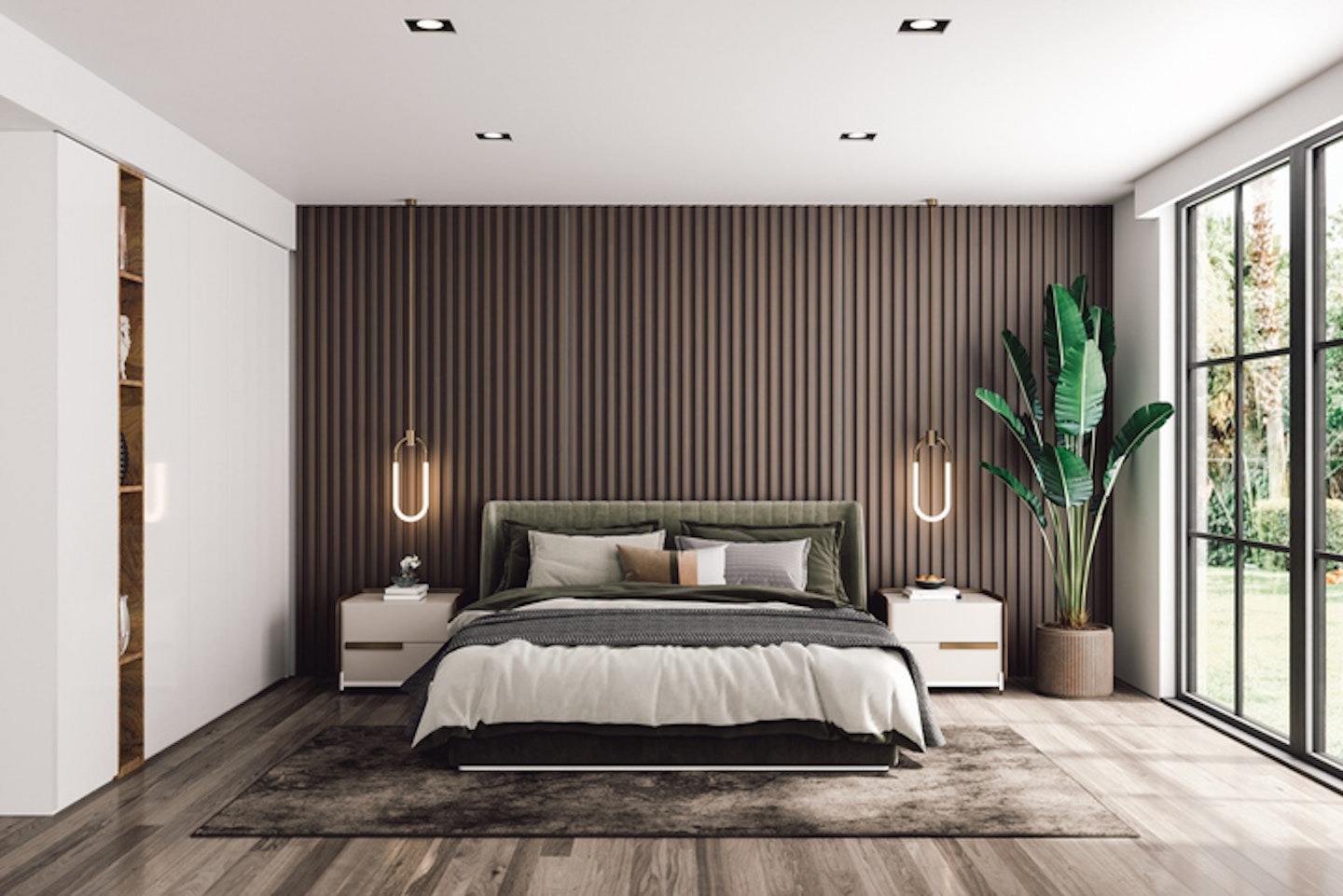 Điểm xuyết sắc xanh từ cây cảnh giúp không gian phòng mang đậm dấu ấn riêng (Nguồn: Sưu tầm)