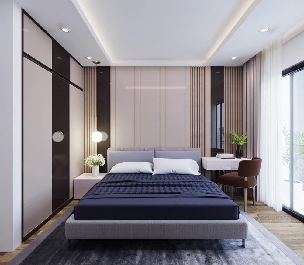 Thiết kế phòng ngủ 25m2 thanh lịch với nội thất đơn giản