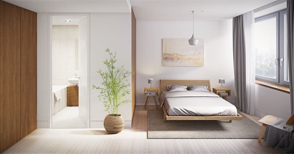 Cách bố trí đảm bảo riêng tư cho phòng ngủ 25m2
