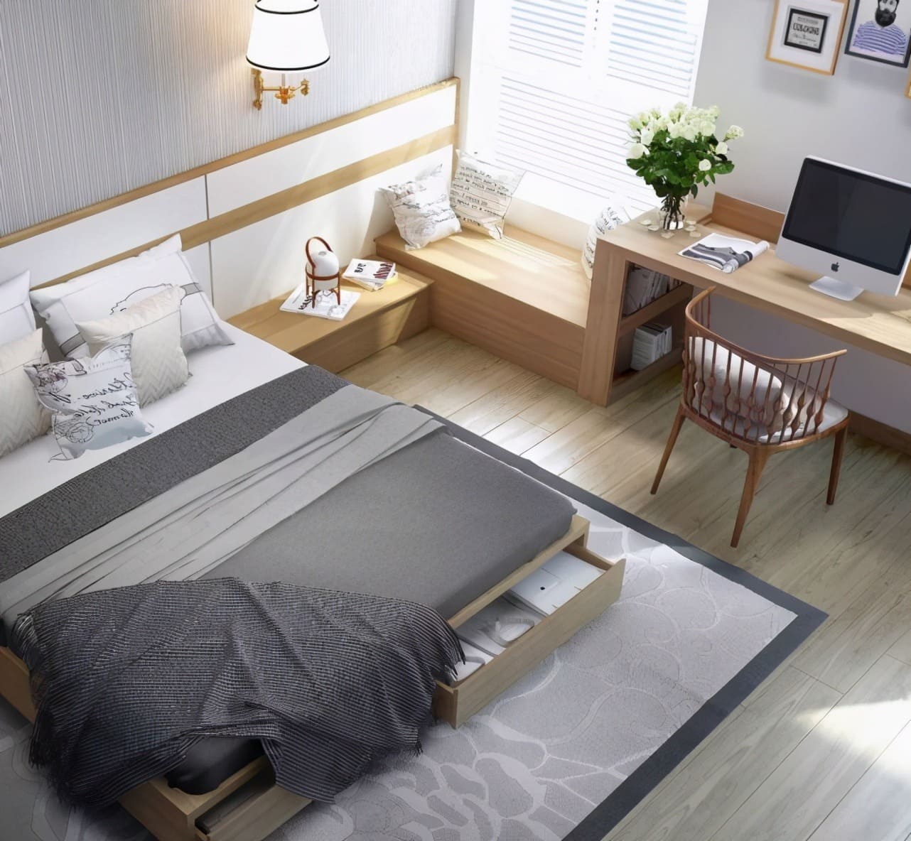 Cách bố trí đơn giản những vẫn tiện nghi cho phòng ngủ 25m2