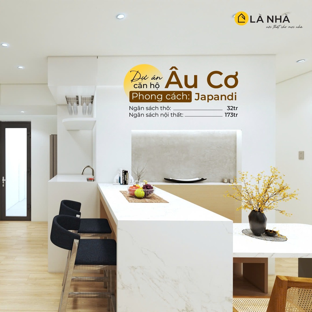 Thi công nội thất căn hộ chung cư Âu Cơ phong cách Japandi